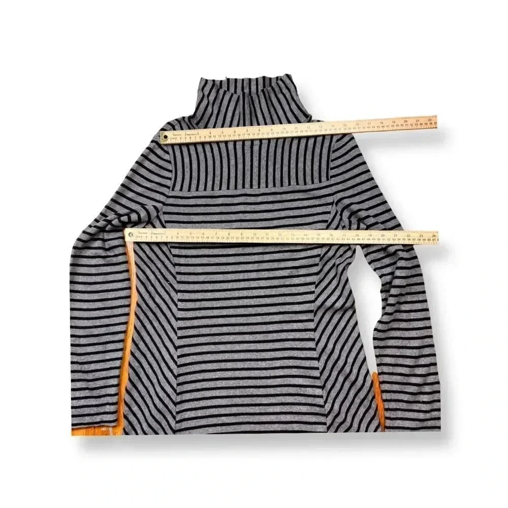 Tory Burch Gray Black Striped Mock Neck Long Sleeve Sweater Dress 30142482